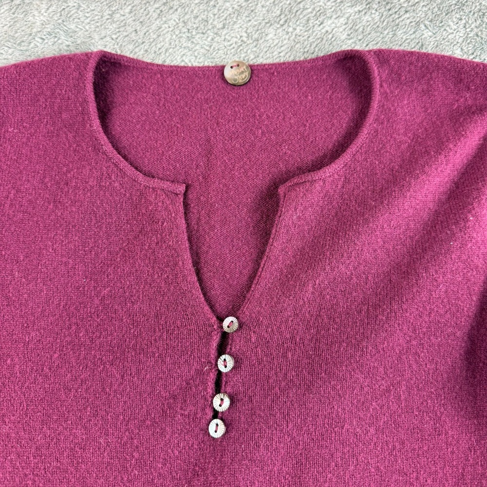 Margaret O Leary 100% Cashmere V‎ Neck Button Front Pullover Sweater Amethyst S - Picture 3 of 10